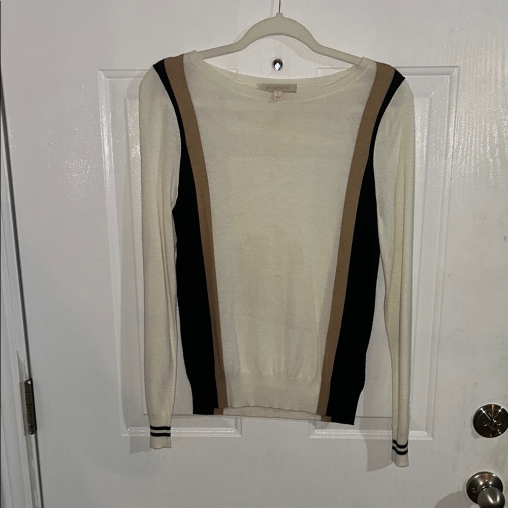 Etcetera Cream and Black Crew Neck Sweater